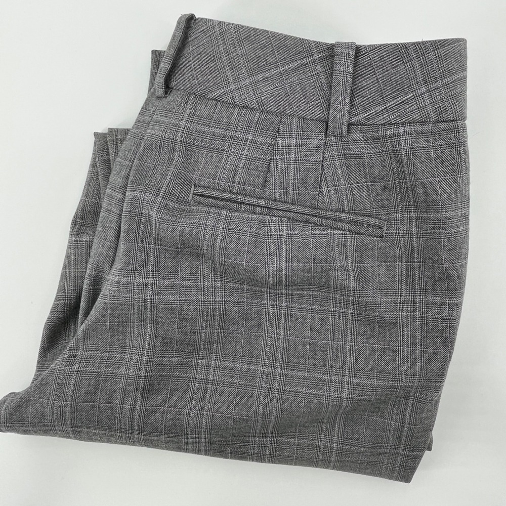 Ann Taylor Signature Womens Gray Purple Plaid Dress Pants Straight Leg Size 6